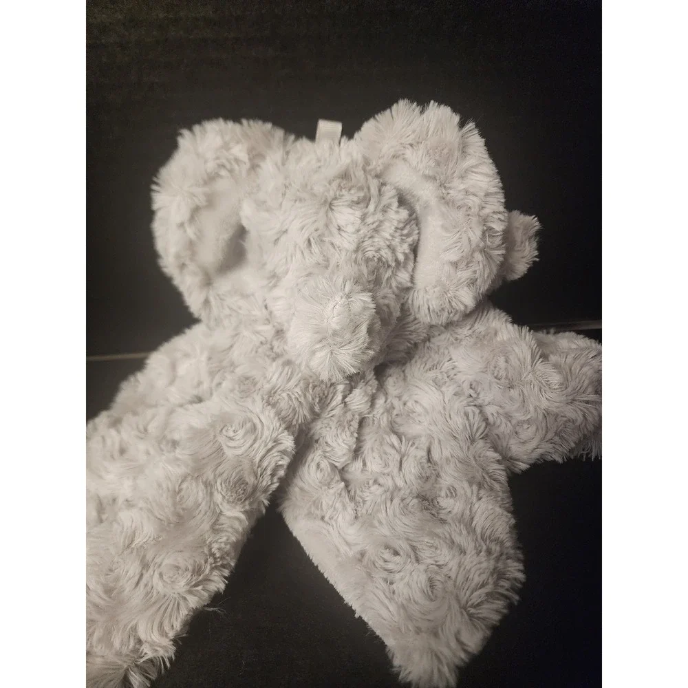 Bubbles Elephant Security Blanket Lovey Gray Rosebud Faux Fur Satin Back RN14333